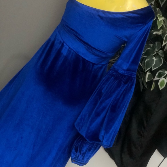 ROYAL BLUE ONE SHOULDER VELVET DRESS SIZE 4 NWT - Picture 3 of 7